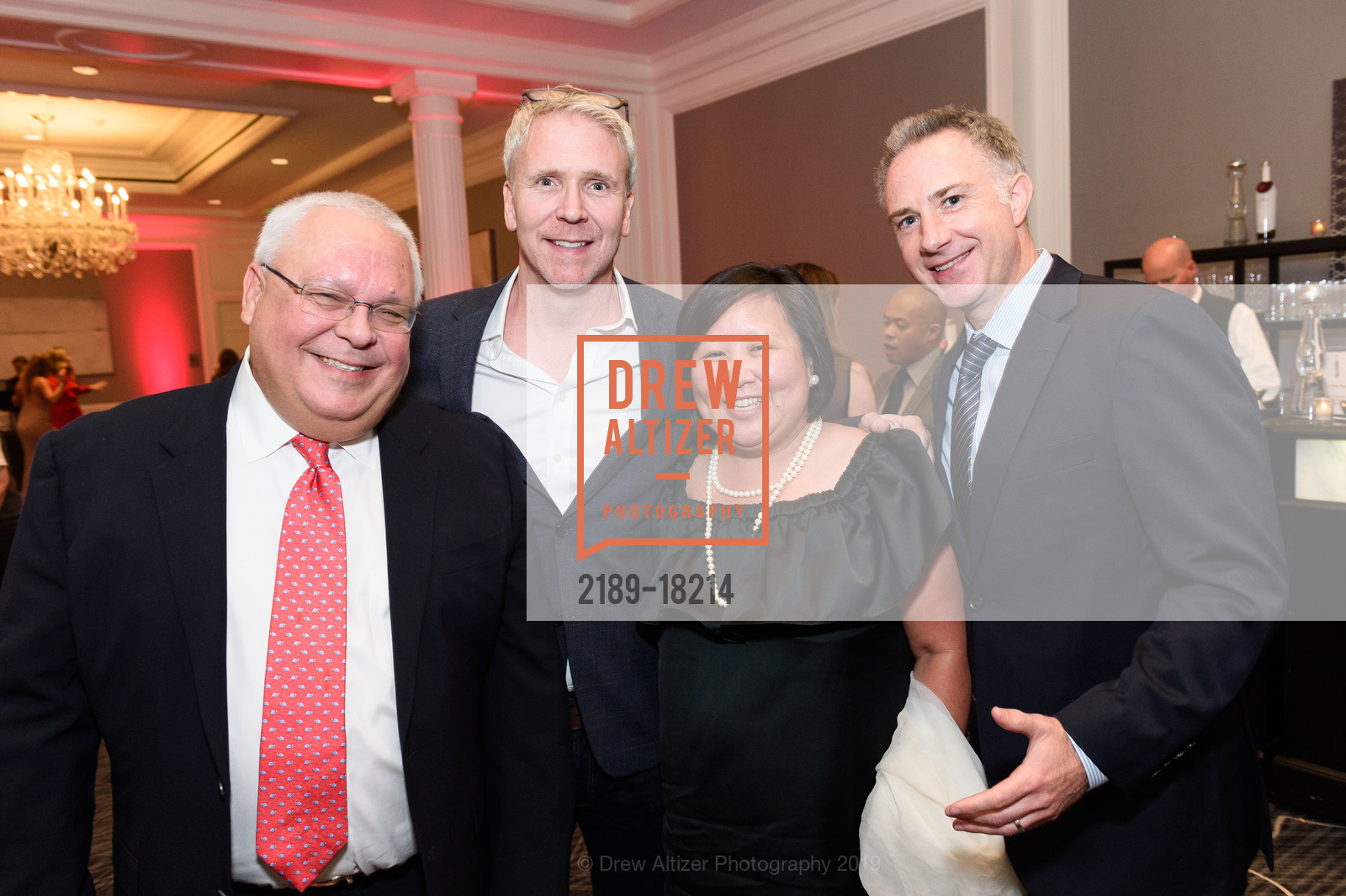 Mark Detweiler, Brad Miller, Rowena Nery, Mike Nevin, SFCASA Fostering Change Gala 2019: Dreams Grow Here, Ritz Carlton Hotel. 600 Stockton Street, April 26th, 2019, Photo #2189-18214 Mark Detweiler, Brad Miller, Rowena Nery, Mike Nevin, Photo #2189-18214