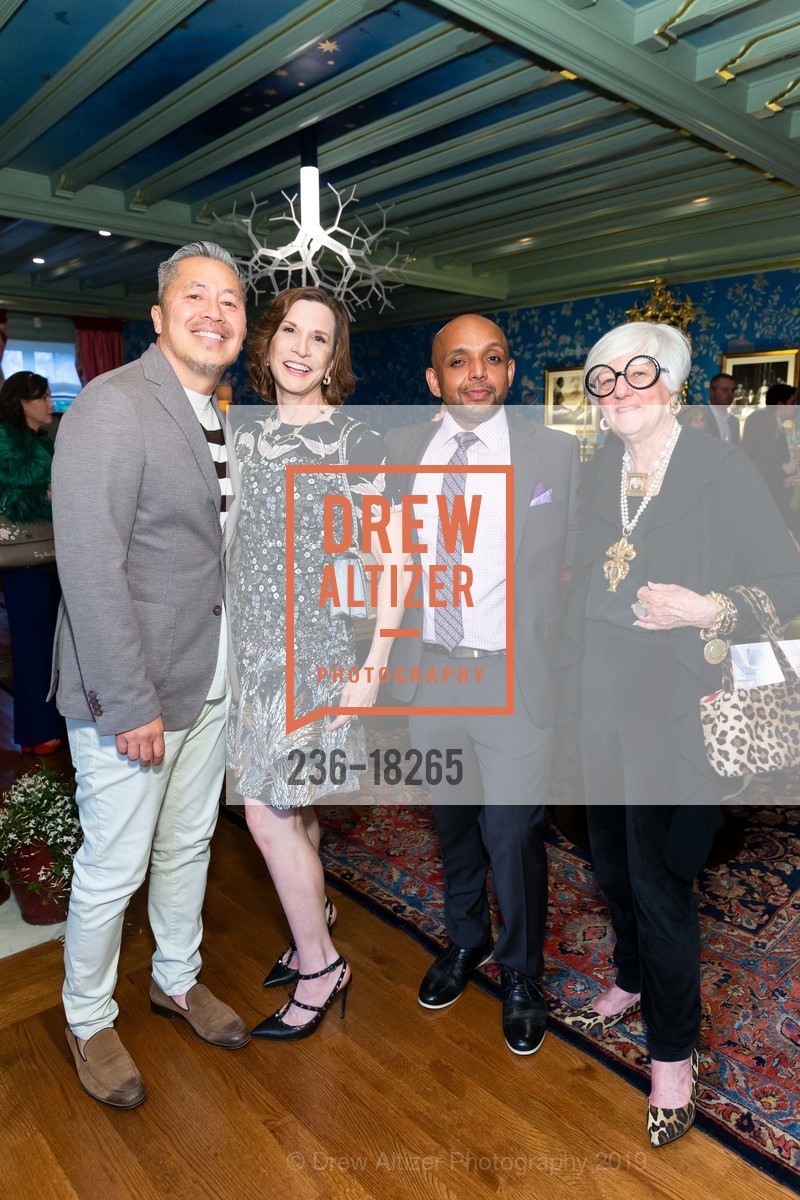 Benjamin Dhong, Maria Quiros, Chet Sondhi, Susanna Allen, San Francisco Decorator Showcase Friday Night Opening Party 2019, Residence. 3800 Washington St, April 26th, 2019, Photo #236-18265 Benjamin Dhong, Maria Quiros, Chet Sondhi, Susanna Allen, Photo #236-18265