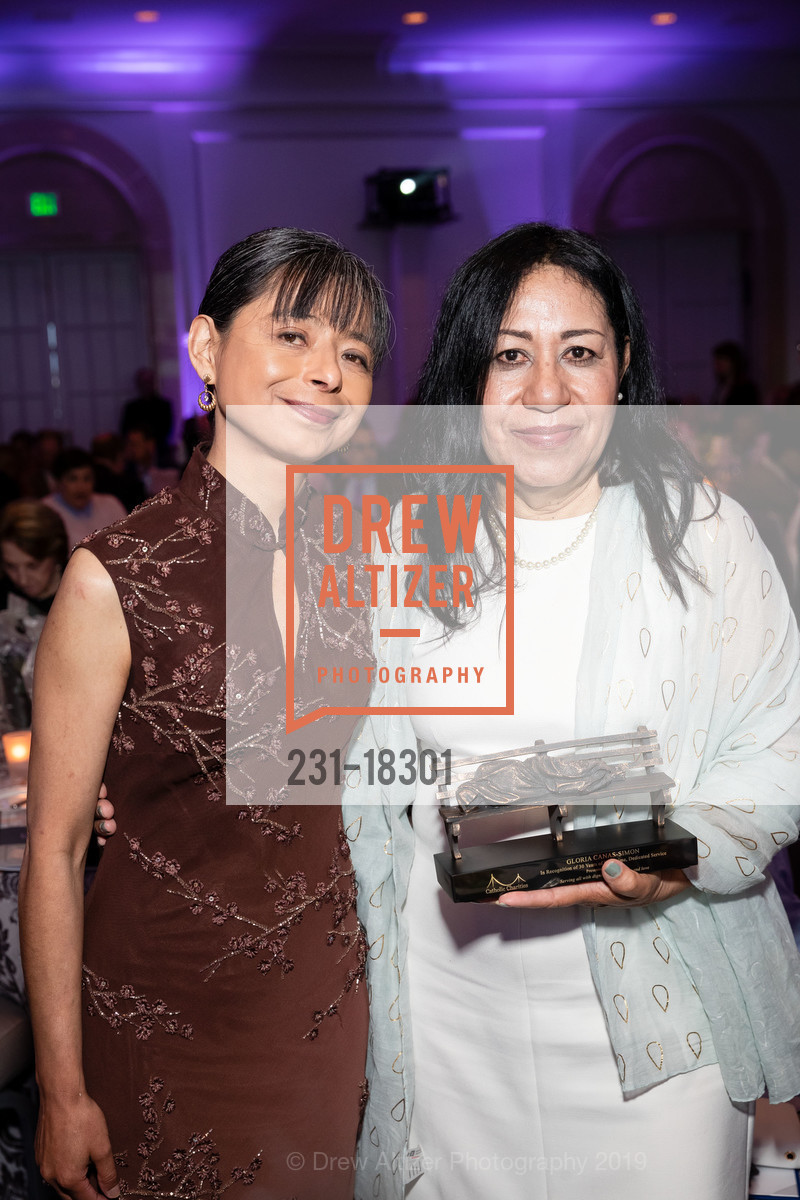 Jilma Meneses, Gloria Canas-Simon, Catholic Charities 22nd Annual Loaves & Fishes Gala, Four Seasons Hotel. 757 Market Street, May 2nd, 2019, Photo #231-18301 Jilma Meneses, Gloria Canas-Simon, Photo #231-18301