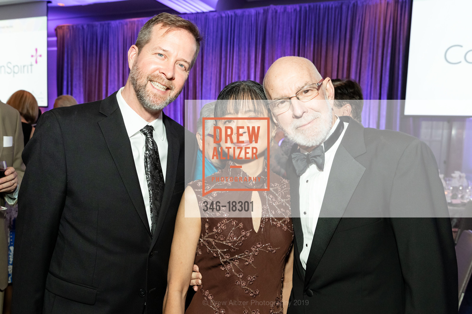 Nathan Reynolds, Jilma Meneses, Nick Andrade, Catholic Charities 22nd Annual Loaves & Fishes Gala, Four Seasons Hotel. 757 Market Street, May 2nd, 2019, Photo #346-18301 Nathan Reynolds, Jilma Meneses, Nick Andrade, Photo #346-18301
