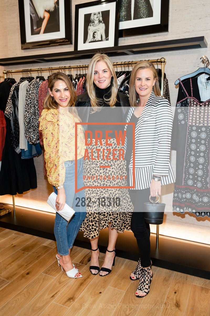 Alexis Nordby, Barrett Mettler, Jennifer Blackwood, Veronica Beard Fillmore Opening Party, Veronica Beard. 2241 Fillmore Street, May 1st, 2019, Photo #282-18310 Alexis Nordby, Barrett Mettler, Jennifer Blackwood, Photo #282-18310