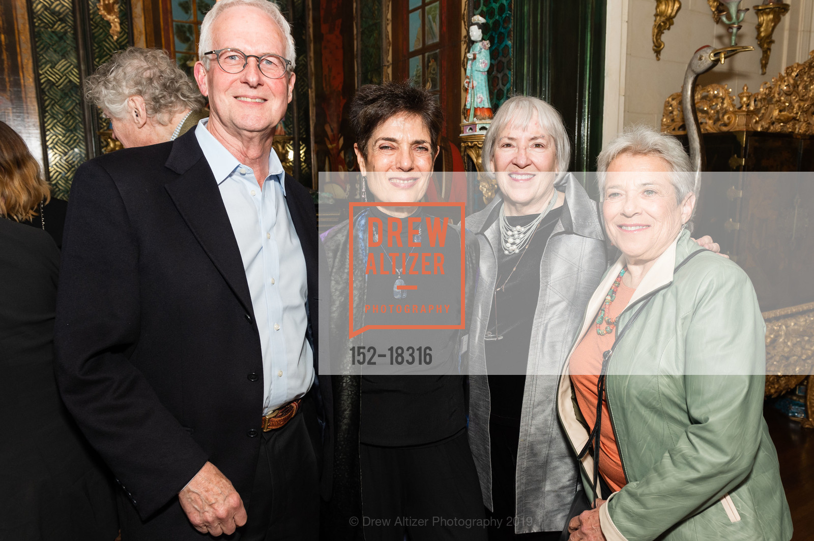 David Rowe, Joan Balter, Melanie Beene, Cecily Drucker, Gordon and Ann Getty Host the Crowden School, Private Residence, May 1st, 2019, Photo #152-18316 David Rowe, Joan Balter, Melanie Beene, Cecily Drucker, Photo #152-18316