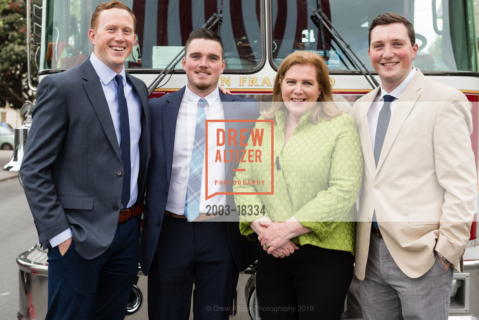 Riley White, Logan White, Joanne Hayes-White, Sean White, Fire Chief Joanne Hayes-White Retirement Party, United Irish Cultural Center. 2700 45th Avenue, May 5th, 2019, Photo #2003-18334 Riley White, Logan White, Joanne Hayes-White, Sean White, Photo #2003-18334