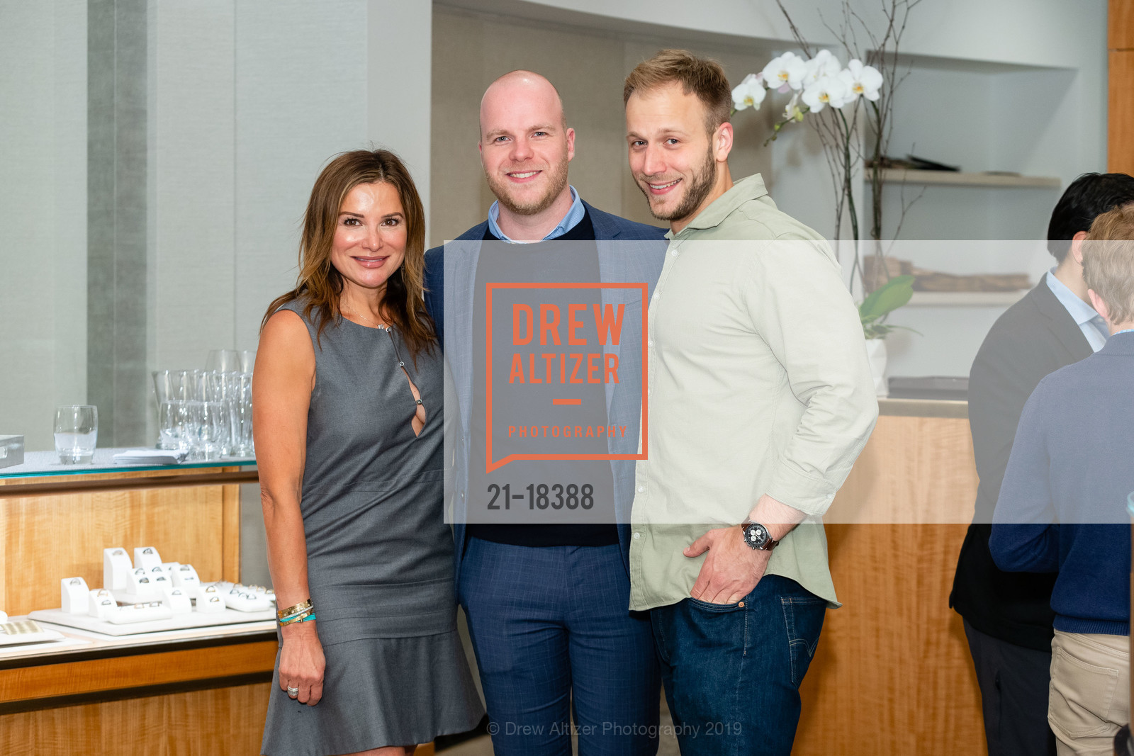 Claudia Ross, Max van Aalst, Ian Tomitch, Lange & Söhne VIP Event 2019, Shreve & Co. 150 Post St, May 6th, 2019, Photo #21-18388 Claudia Ross, Max van Aalst, Ian Tomitch, Photo #21-18388