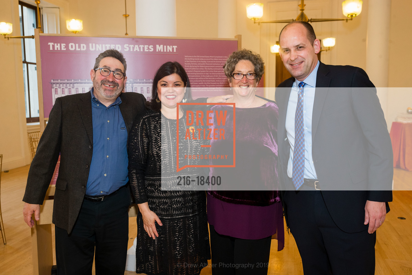 Brian Aurback, Erin Garcia, Debbie Cooper, Mike Buhler, California Historical Society Gala 2019: Honoring Governor Jerry Brown, San Francisco Mint. 88 5th Street, May 9th, 2019, Photo #216-18400 Brian Aurback, Erin Garcia, Debbie Cooper, Mike Buhler, Photo #216-18400