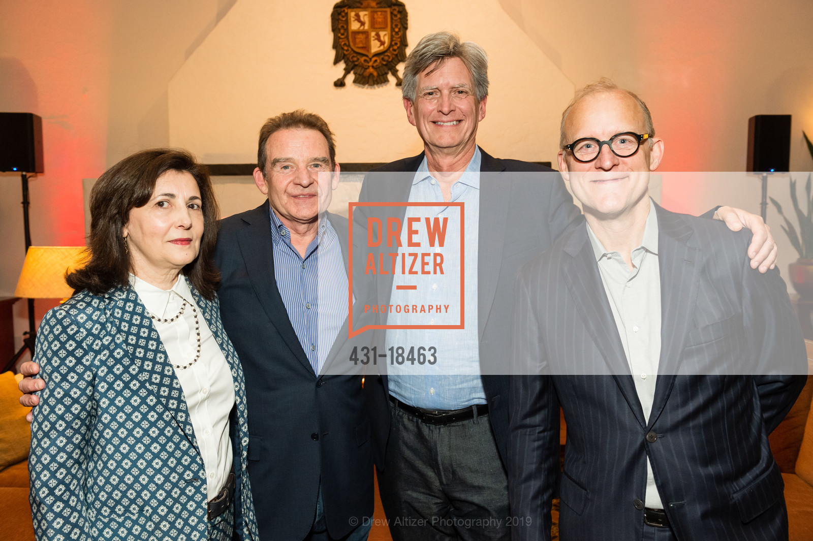 Jane Lancellotti, Tom Jenks, Larry Kubal, John Furse, Narrative Magazine Night 2019, Arguello Restaurant. 50 Morago Ave, May 15th, 2019, Photo #431-18463 Jane Lancellotti, Tom Jenks, Larry Kubal, John Furse, Photo #431-18463