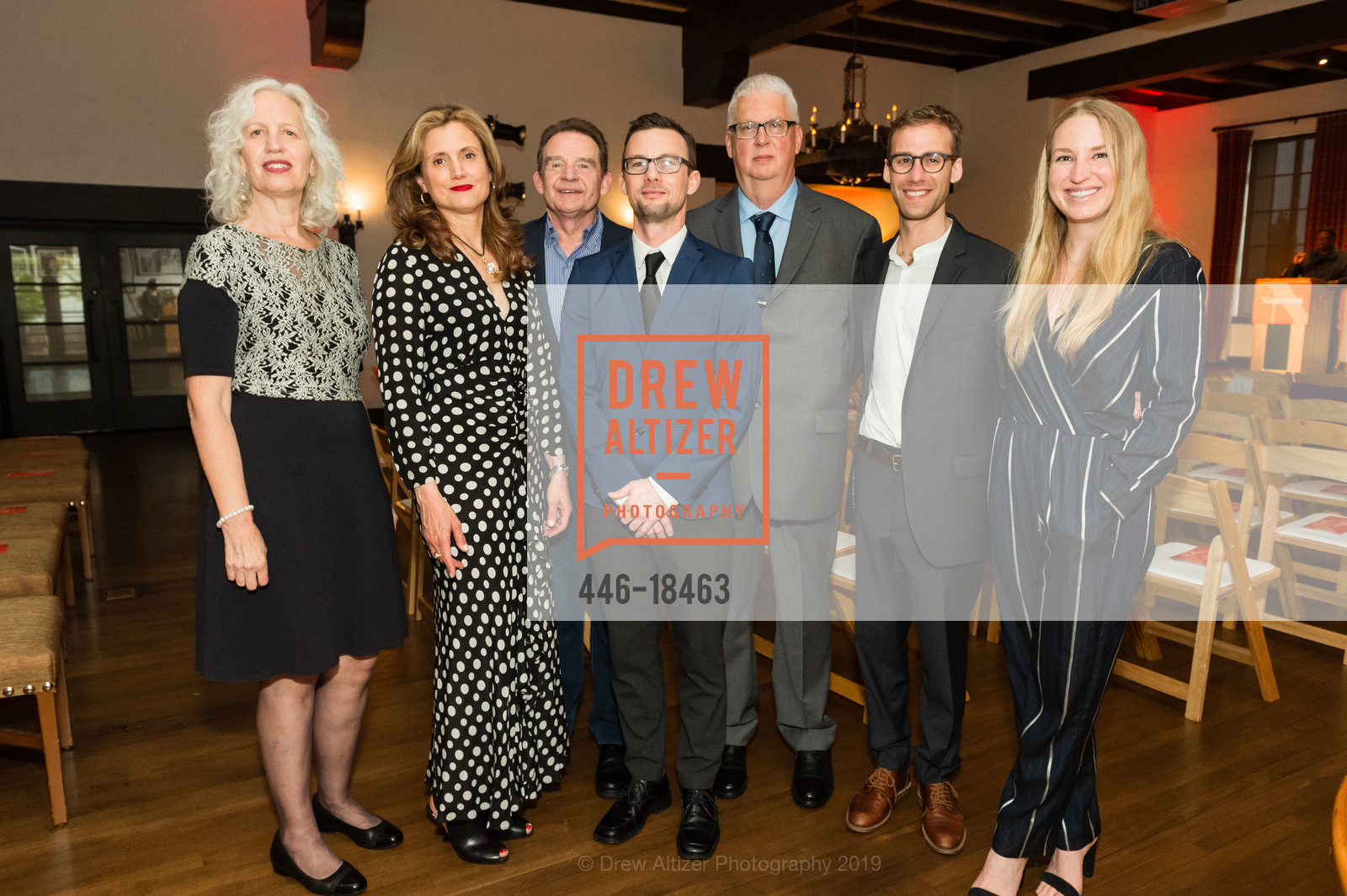 Carol Edgarian, Tom Jenks, Jack Schiff, Narrative Magazine Night 2019, Arguello Restaurant. 50 Morago Ave, May 15th, 2019, Photo #446-18463 Carol Edgarian, Tom Jenks, Jack Schiff, Photo #446-18463