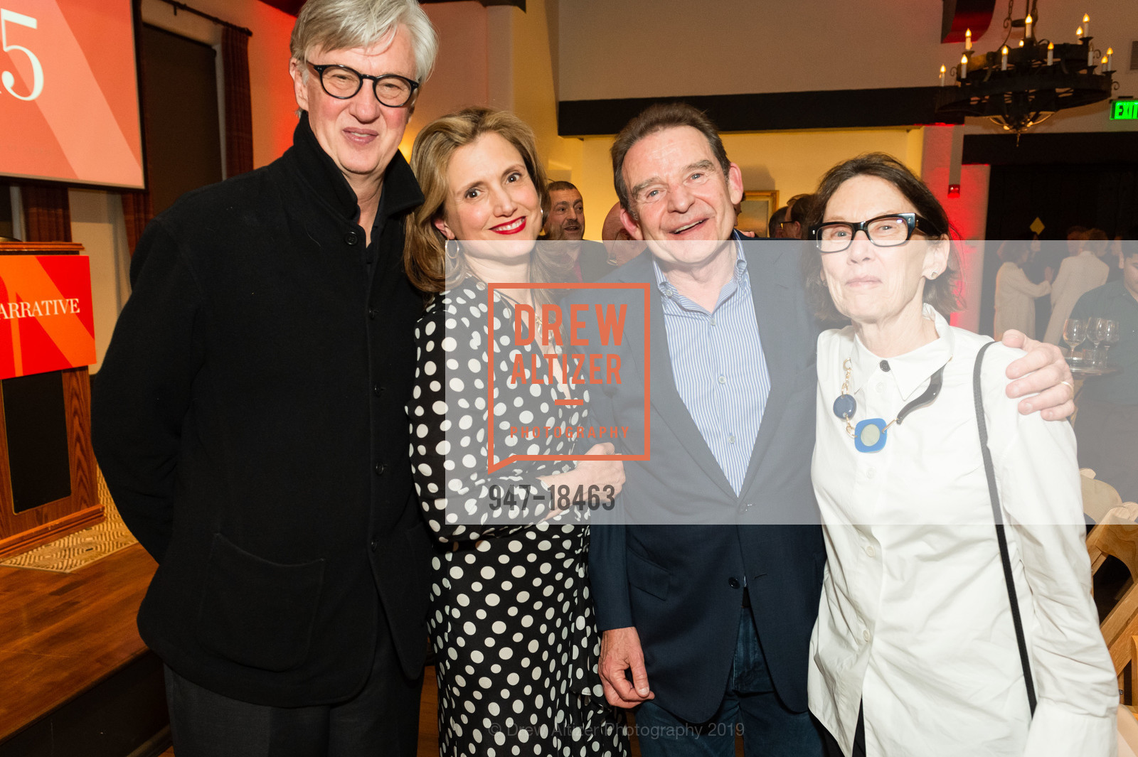 David Winton, Carol Edgarian, Tom Jenks, Charlotte Winton, Narrative Magazine Night 2019, Arguello Restaurant. 50 Morago Ave, May 15th, 2019, Photo #947-18463 David Winton, Carol Edgarian, Tom Jenks, Charlotte Winton, Photo #947-18463