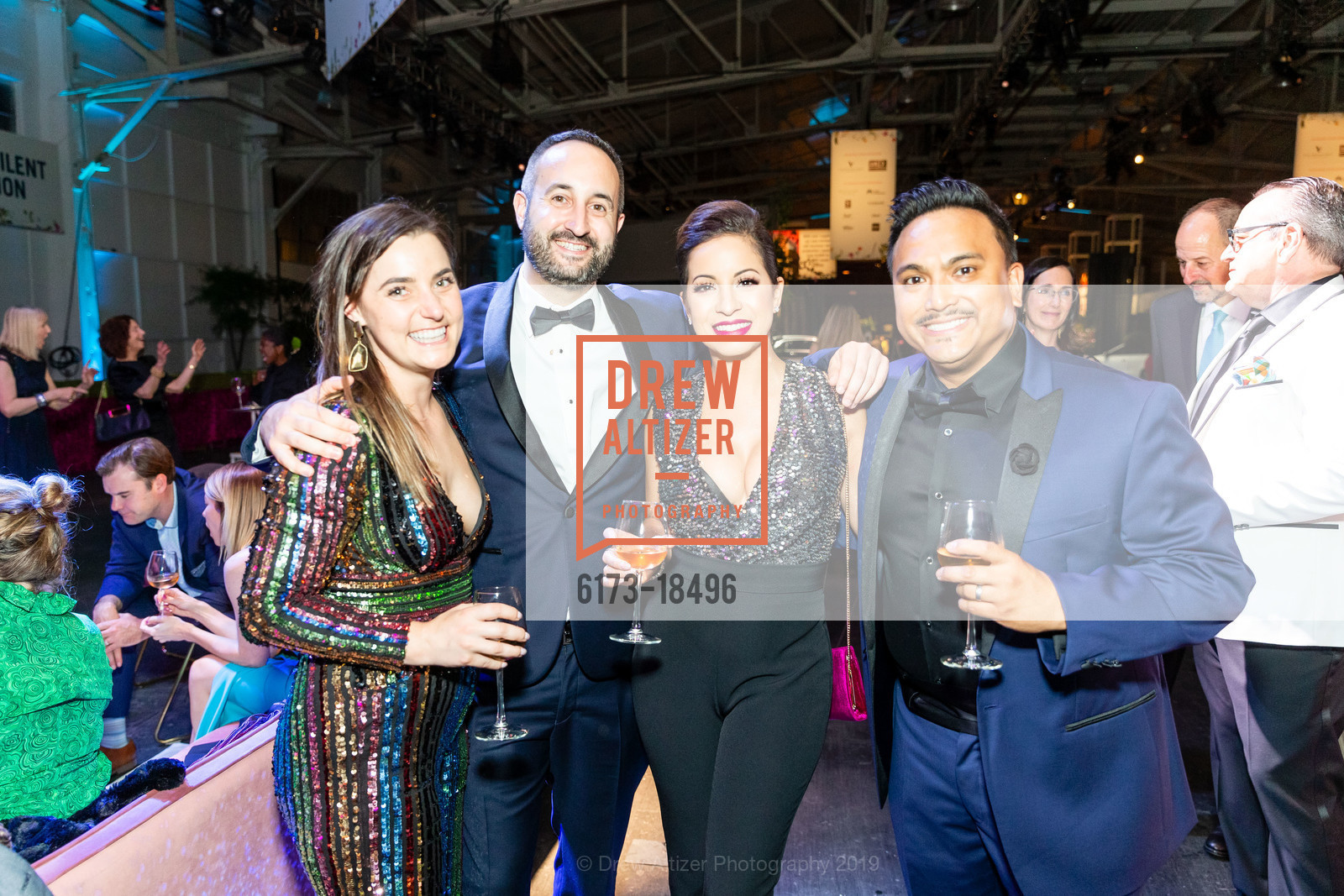 Brittany Heringer, Brian Barela, Michelle Finn, Frankel Finn, Meals on Wheels San Francisco 32nd Annual Star Chefs and Vintners Gala 2019, Fort Mason Festival Pavillion. 2 Marina Boulevard, May 19th, 2019, Photo #6173-18496 Brittany Heringer, Brian Barela, Michelle Finn, Frankel Finn, Photo #6173-18496