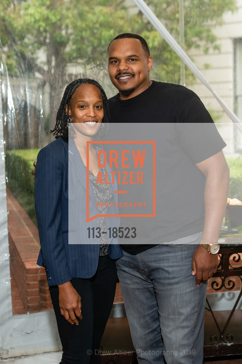 Nyaka Niilampti, Chester Pitts, UCSF Health Celebrity Golf Classic 2019 Welcome Reception, Ritz Carlton. 600 Stockton Street, May 19th, 2019, Photo #113-18523 Nyaka Niilampti, Chester Pitts, Photo #113-18523