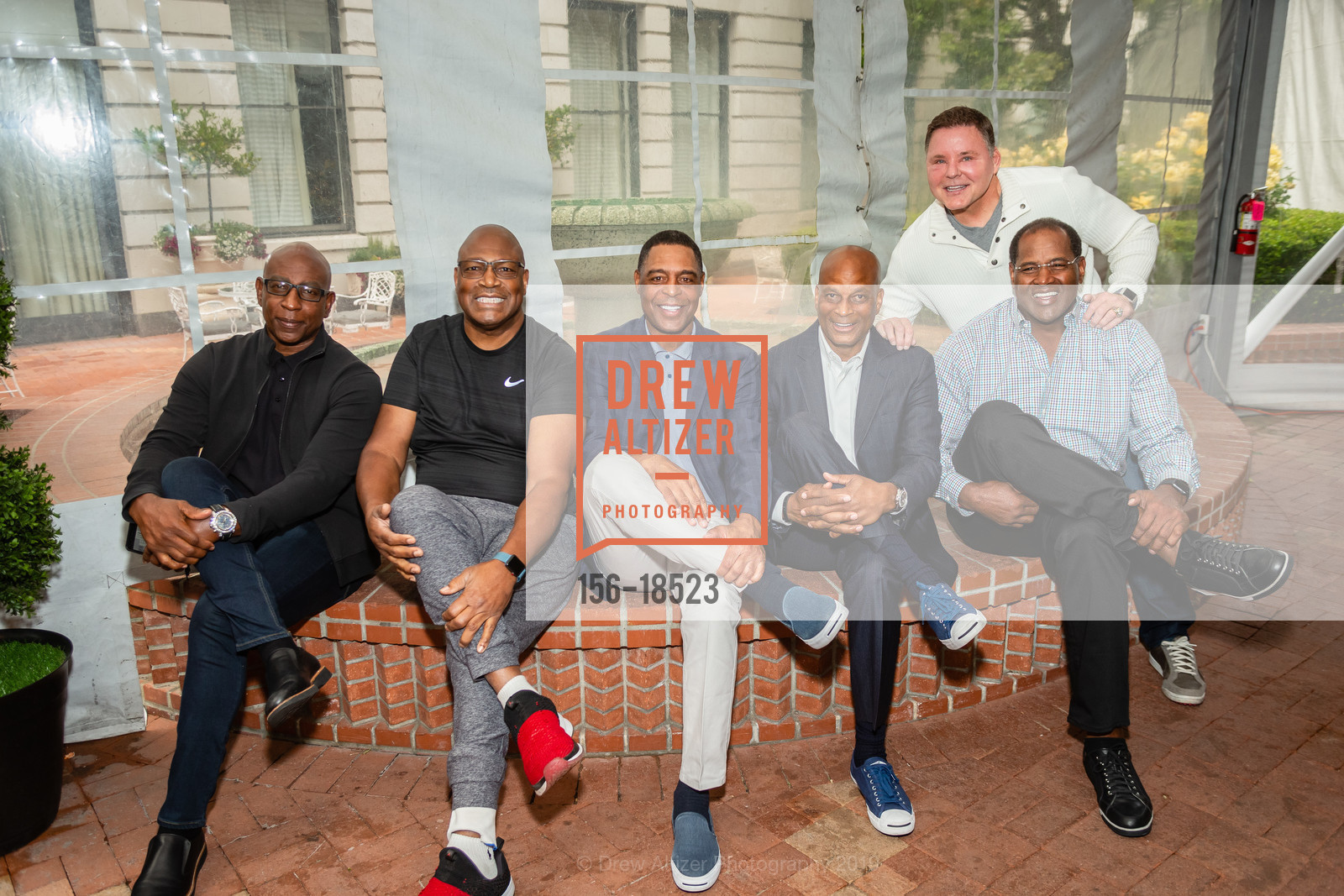 Eric Dickerson, Charles Hayley, Marcus Allen, Ronnie Lott, Gary Plummer, Richard Dent, UCSF Health Celebrity Golf Classic 2019 Welcome Reception, Ritz Carlton. 600 Stockton Street, May 19th, 2019, Photo #156-18523 Eric Dickerson, Charles Hayley, Marcus Allen, Ronnie Lott, Gary Plummer, Richard Dent, Photo #156-18523