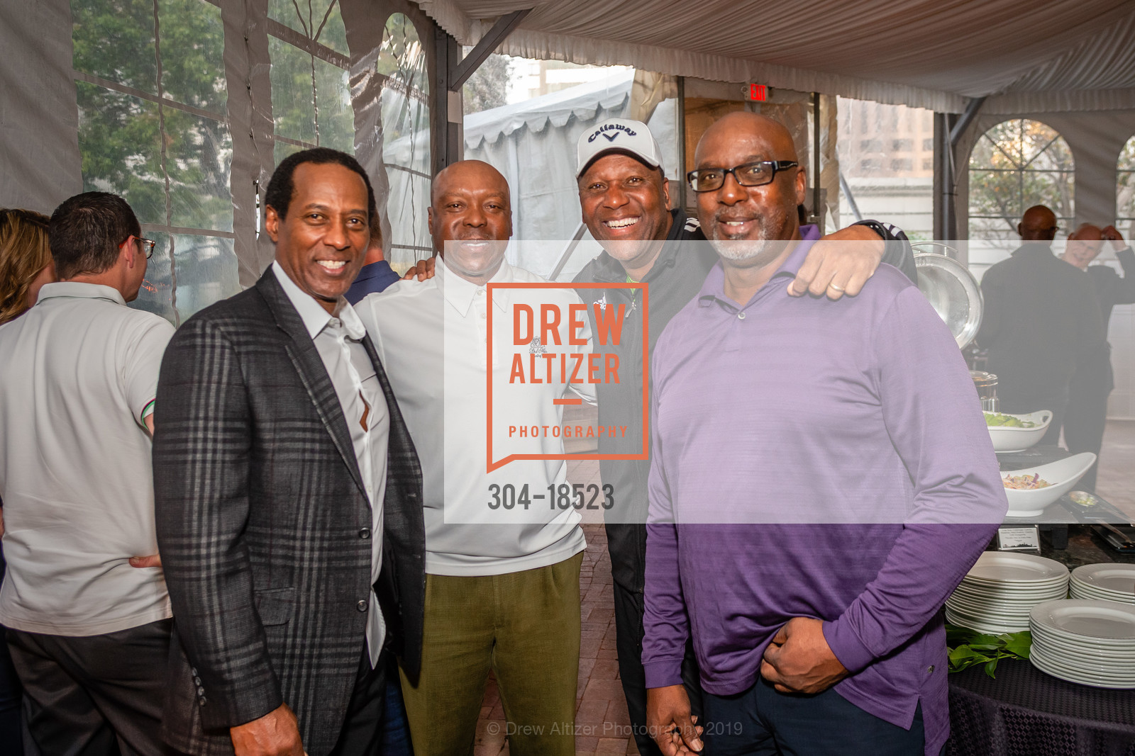 Tito Landrum, Vince Coleman, Joe Carter, Gary Templeton, UCSF Health Celebrity Golf Classic 2019 Welcome Reception, Ritz Carlton. 600 Stockton Street, May 19th, 2019, Photo #304-18523 Tito Landrum, Vince Coleman, Joe Carter, Gary Templeton, Photo #304-18523