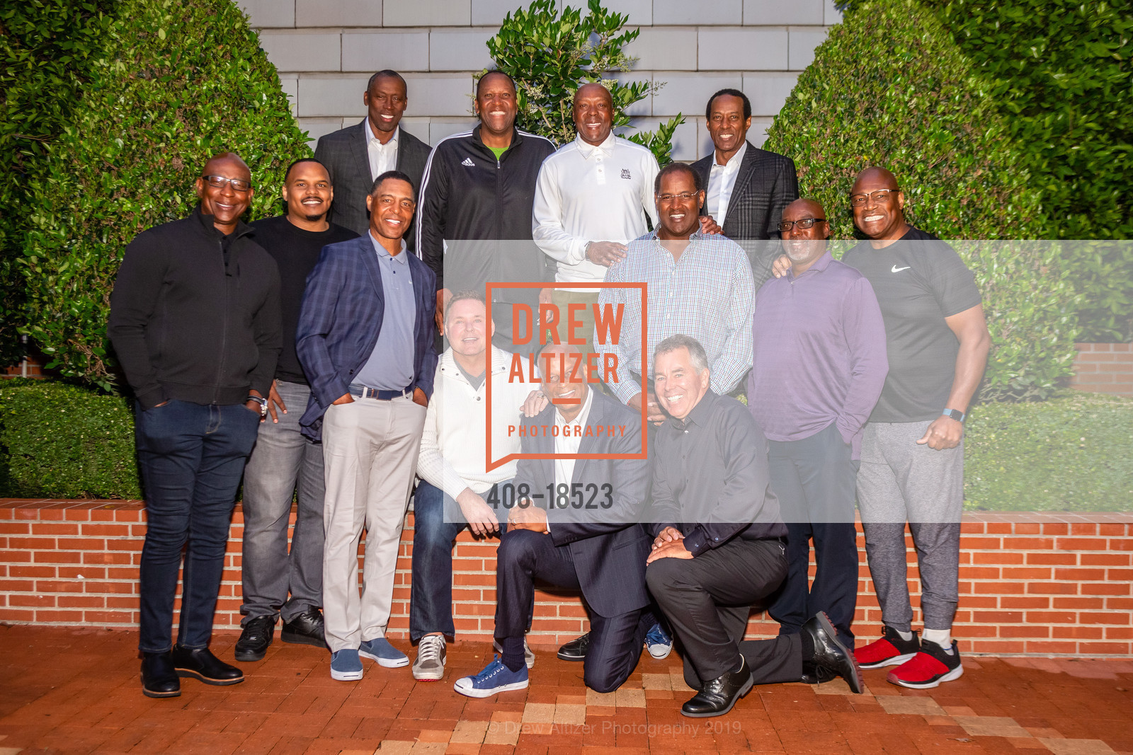 Eric Dickerson, Chester Pitts, Al Joyner, Joe Carter, Vince Coleman, Tito Landrum, Charles Hayley, Garry Templeton, Richard Dent, Marcus Allen, Gary Plummer, Ronnie Lott, Jeff Clark, UCSF Health Celebrity Golf Classic 2019 Welcome Reception, Ritz Carlton. 600 Stockton Street, May 19th, 2019, Photo #408-18523 Eric Dickerson, Chester Pitts, Al Joyner, Joe Carter, Vince Coleman, Tito Landrum, Charles Hayley, Garry Templeton, Richard Dent, Marcus Allen, Gary Plummer, Ronnie Lott, Jeff Clark, Photo #408-18523