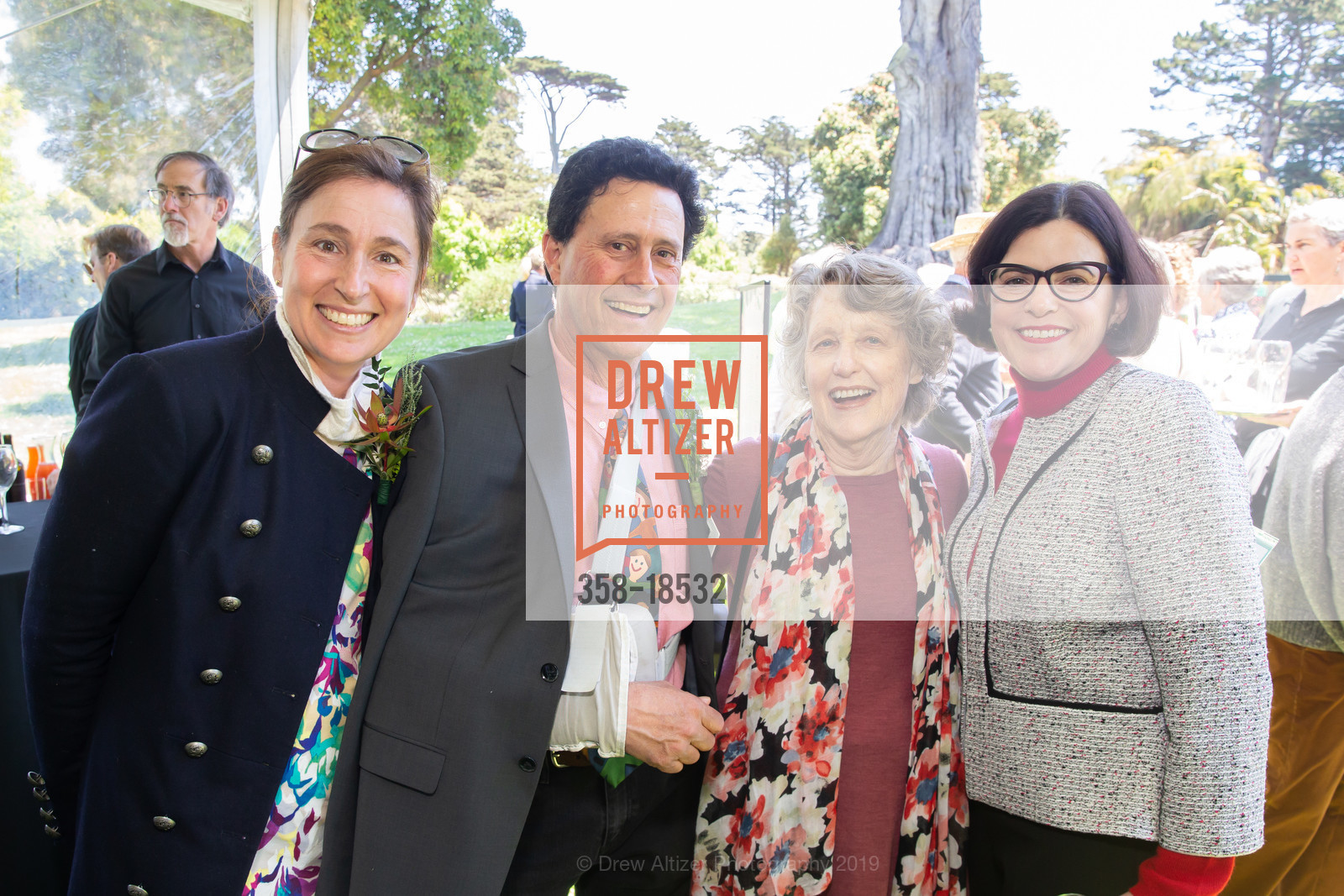 Don Baldocchi, Prudy Kohler, Katherine Feinstein, Claire Myers, SF Botanical Garden Society Garden Feast 2019, San Francisco Botanical Garden. 1199 Ninth Avenue, May 22nd, 2019, Photo #358-18532 Don Baldocchi, Prudy Kohler, Katherine Feinstein, Claire Myers, Photo #358-18532