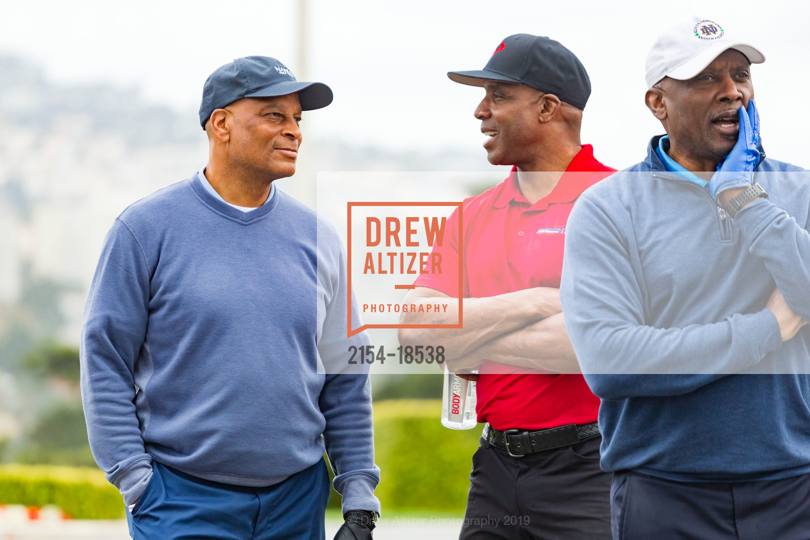 Ronnie Lott, Barry Bonds, Tim Brown, UCSF Health Celebrity Golf Classic 2019, Olympic Club. 599 Skyline Blvd, San Francisco, CA 94132, May 20th, 2019, Photo #2154-18538 Ronnie Lott, Barry Bonds, Tim Brown, Photo #2154-18538