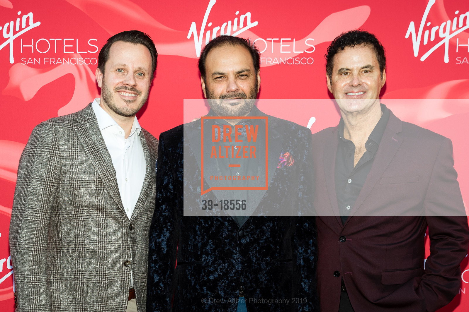 Michel Notten, Jason Singh, Raul Leal, Virgin Hotels San Francisco Grand Opening Party, Virgin Hotels San Francisco. 250 4th Street, May 23rd, 2019, Photo #39-18556 Michel Notten, Jason Singh, Raul Leal, Photo #39-18556