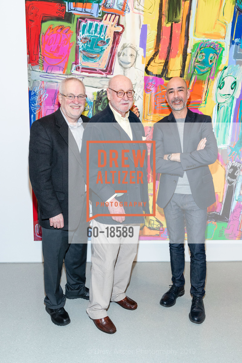 Gary Garrels, Jack Wendler, Adrian Rosenfeld, Gagosian Opening for Richard Prince's High Times, Gagosian. 657 Howard Street, May 30th, 2019, Photo #60-18589 Gary Garrels, Jack Wendler, Adrian Rosenfeld, Photo #60-18589