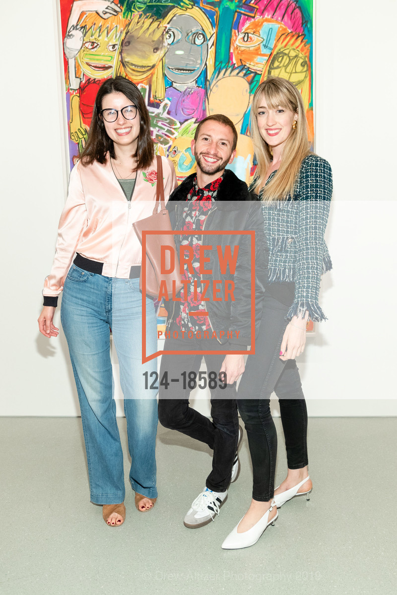 Alexandra Hiraoka, Kaden Freeman, Alison Harrington, Gagosian Opening for Richard Prince's High Times, Gagosian. 657 Howard Street, May 30th, 2019, Photo #124-18589 Alexandra Hiraoka, Kaden Freeman, Alison Harrington, Photo #124-18589