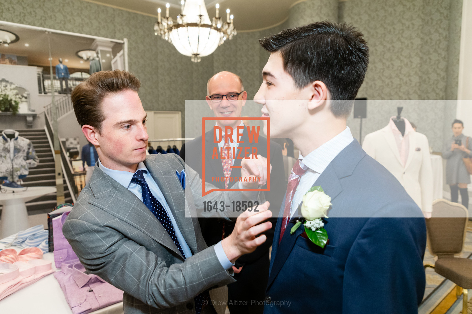 Nick Daifotis, Steve van Horne, Noah van Horne, Fashion Fights Arthritis Luncheon 2019, Fairmont Hotel, Photo #1643-18592 Nick Daifotis, Steve van Horne, Noah van Horne, Photo #1643-18592