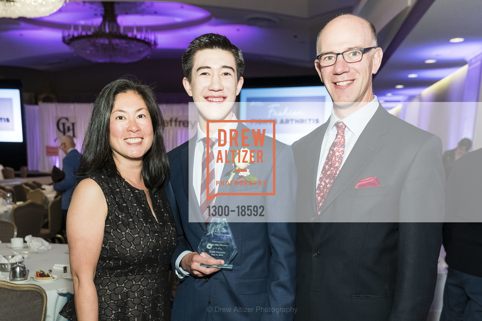 Elise Maar, Noah van Horne, Steve van Horne, Fashion Fights Arthritis Luncheon 2019, Fairmont Hotel, Photo #1300-18592 Elise Maar, Noah van Horne, Steve van Horne, Photo #1300-18592