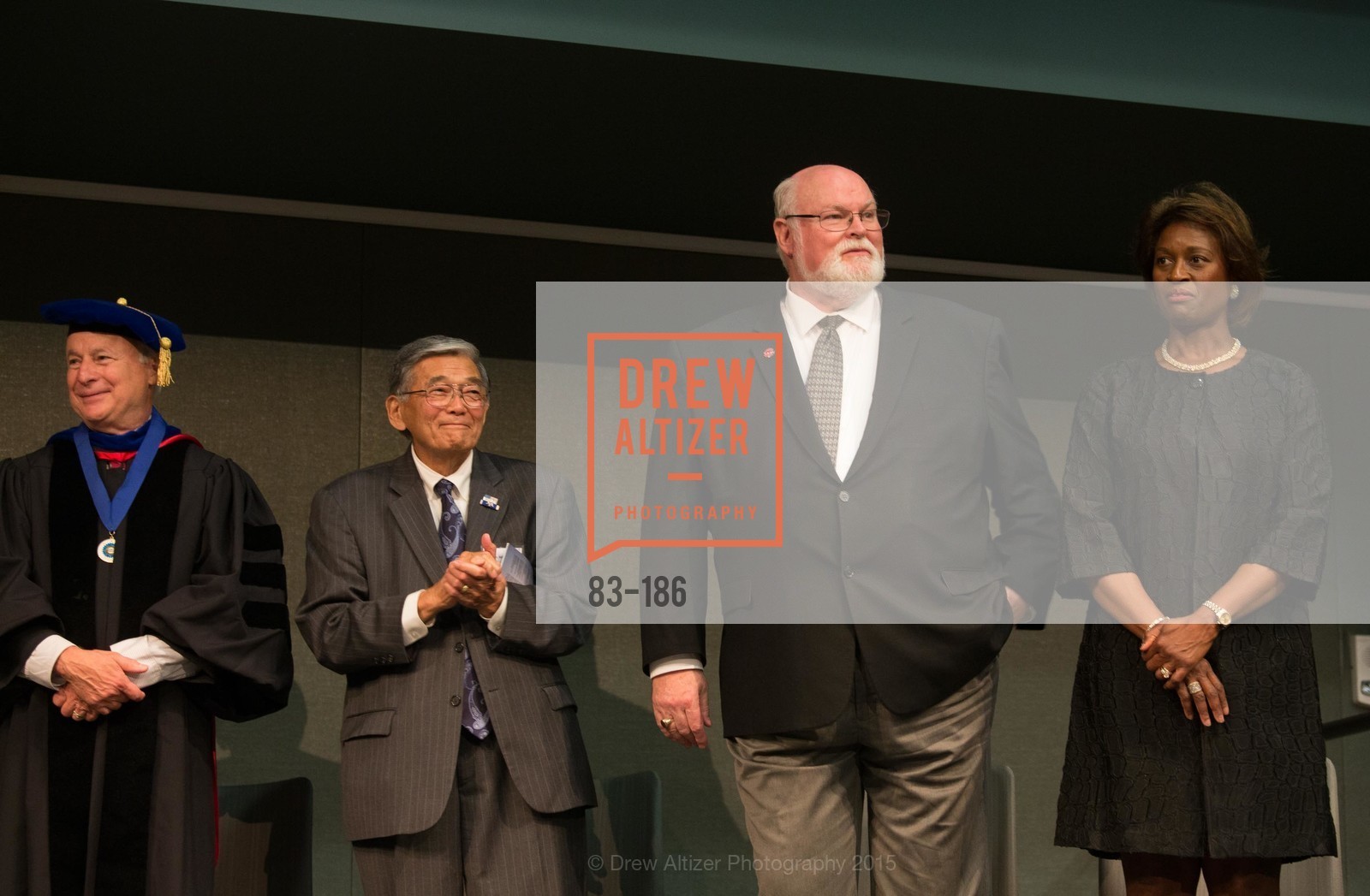 Norman Mineta, James Beall, Nuria Fernandez, Gucci & Vogue Dinner, San Jose State University, Student Union Ballroom. One Washington Square, June 25th, 2015, Photo #83-186 Norman Mineta, James Beall, Nuria Fernandez, Photo #83-186