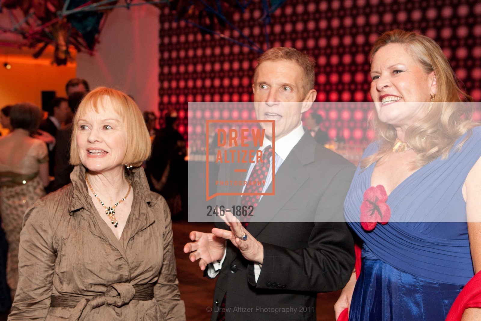 Catherine Goodman, John Buchanan, Louisa Heer, 27th Annual BOUQUETS TO ART Opening Night Gala, DeYoung Museum. 110313-BouquetsGala, March 14th, 2011, Photo #246-1862 Catherine Goodman, John Buchanan, Louisa Heer, Photo #246-1862