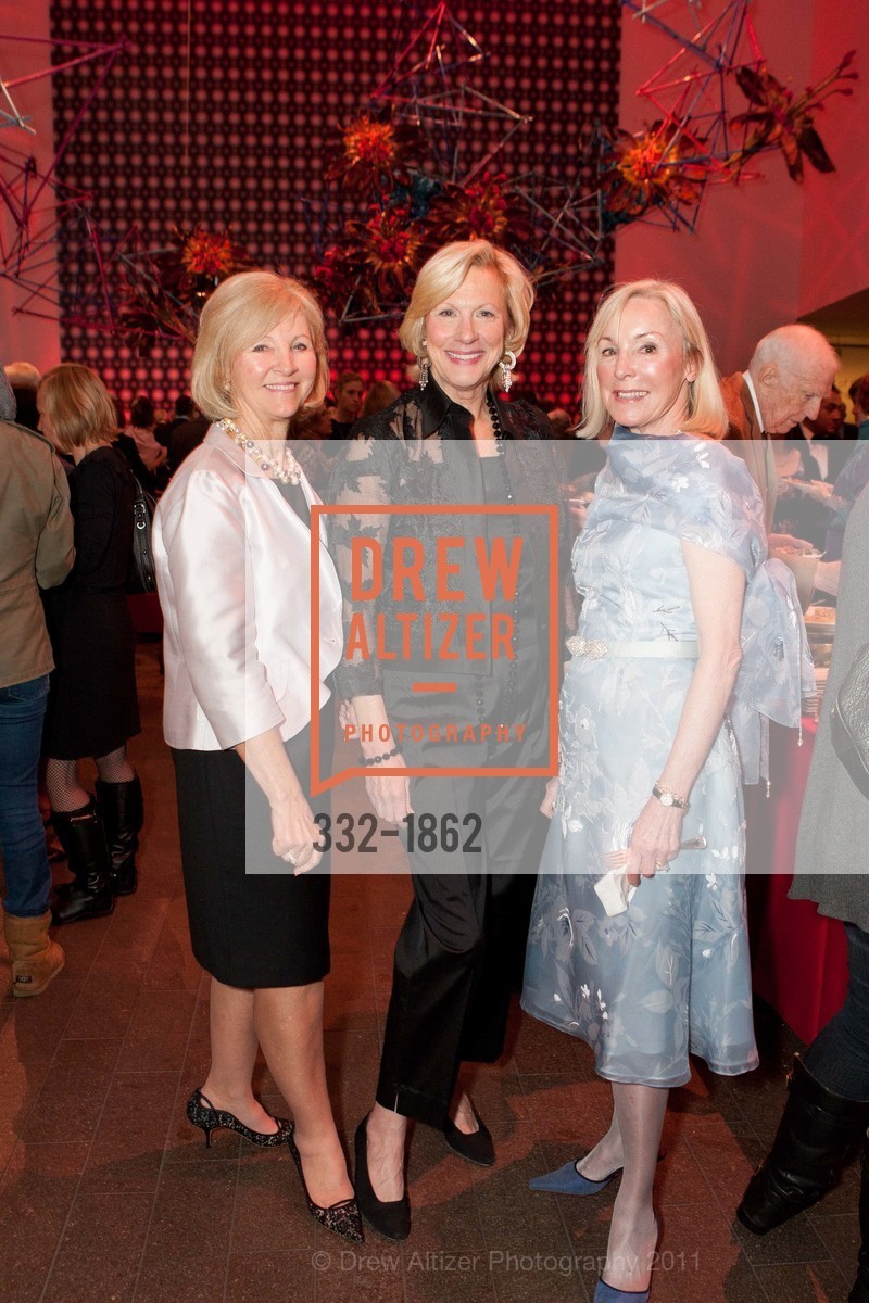 Pat Applegate, Bobbi Buich, Sandra Swanson, 27th Annual BOUQUETS TO ART Opening Night Gala, DeYoung Museum. 110313-BouquetsGala, March 14th, 2011, Photo #332-1862 Pat Applegate, Bobbi Buich, Sandra Swanson, Photo #332-1862