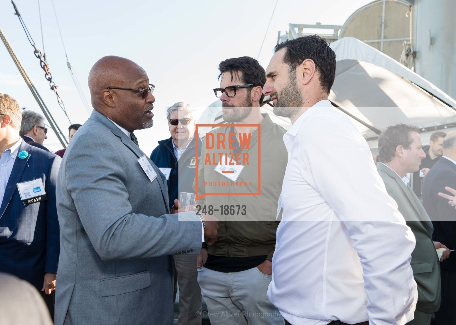 Chris Shelton, Warner Bonner, SF Chamber of Commerce Executive Reception on the SS Jeremiah O’Brien, SS Jeremiah O’Brien. Pier 45, Fisherman's Wharf, June 6th, 2019, Photo #248-18673 Chris Shelton, Warner Bonner, Photo #248-18673