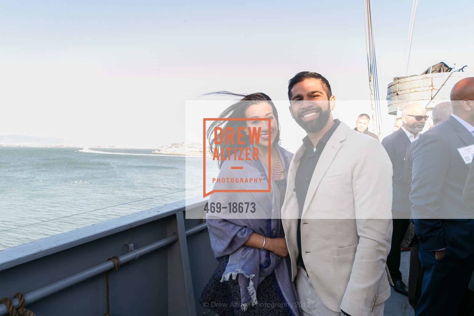 Nancy Shah, Jay Shah, SF Chamber of Commerce Executive Reception on the SS Jeremiah O’Brien, SS Jeremiah O’Brien. Pier 45, Fisherman's Wharf, June 6th, 2019, Photo #469-18673 Nancy Shah, Jay Shah, Photo #469-18673