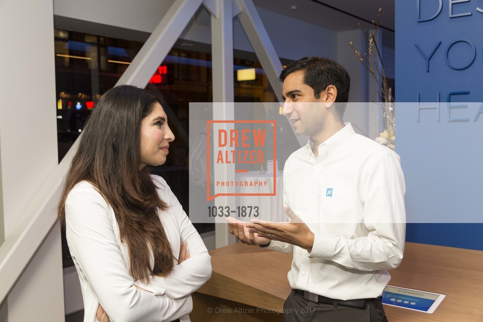 Aaliya Yaqub, Ravi Bhatia, Forward Opening Celebration, Go Forward Inc. 180 Sutter Street, January 19th, 2017, Photo #1033-1873 Aaliya Yaqub, Ravi Bhatia, Photo #1033-1873