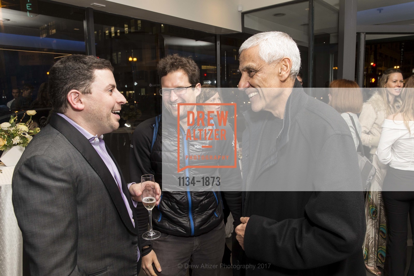 Adrian Aoun, Will Quist, Vinod Khosla, Forward Opening Celebration, Go Forward Inc. 180 Sutter Street, January 19th, 2017, Photo #1134-1873 Adrian Aoun, Will Quist, Vinod Khosla, Photo #1134-1873