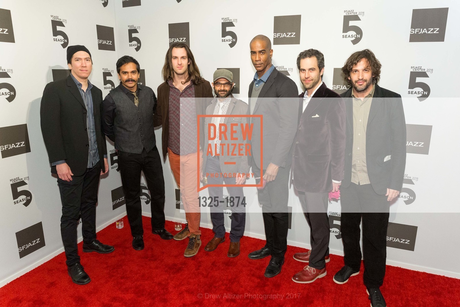 Jonathan Halfmann, Sunny Jane, Steven Duffy, Rohin Khemani, Chris Eddleton, Mike Bomwell, Jonathan Goldberger, SFJAZZ Gala 2017, SFJAZZ Center. 201 Franklin Street, January 18th, 2017, Photo #1325-1874 Jonathan Halfmann, Sunny Jane, Steven Duffy, Rohin Khemani, Chris Eddleton, Mike Bomwell, Jonathan Goldberger, Photo #1325-1874