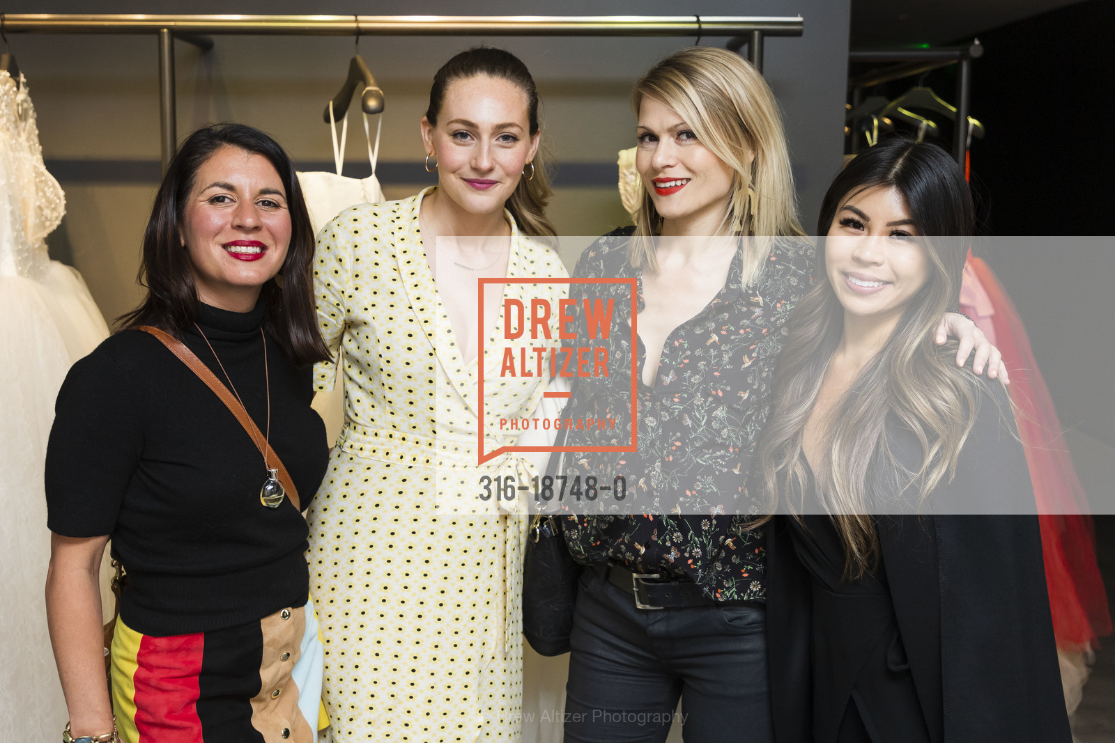 Heather Rice, Leah Podolin, Nikki Talbot, Stephanie Chau, Vera Wang Summer Event 2019, Vera Wang. 180 Geary Street, 4th F, Photo #316-18748-0 Heather Rice, Leah Podolin, Nikki Talbot, Stephanie Chau, Photo #316-18748-0