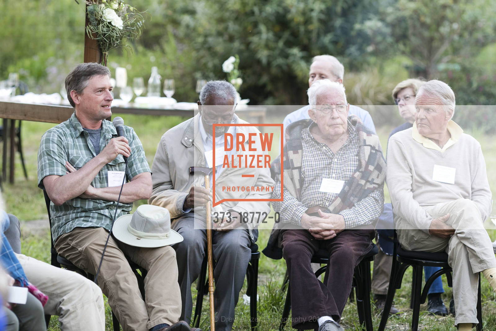 Steve Sillett, Marvin Edwards, Don Leonard, Stephen Butler, Save The Redwoods 2019 Canopy Club Appreciation, Pie Ranch. 2080 CA-1, June 22nd, 2019, Photo #373-18772-0 Steve Sillett, Marvin Edwards, Don Leonard, Stephen Butler, Photo #373-18772-0