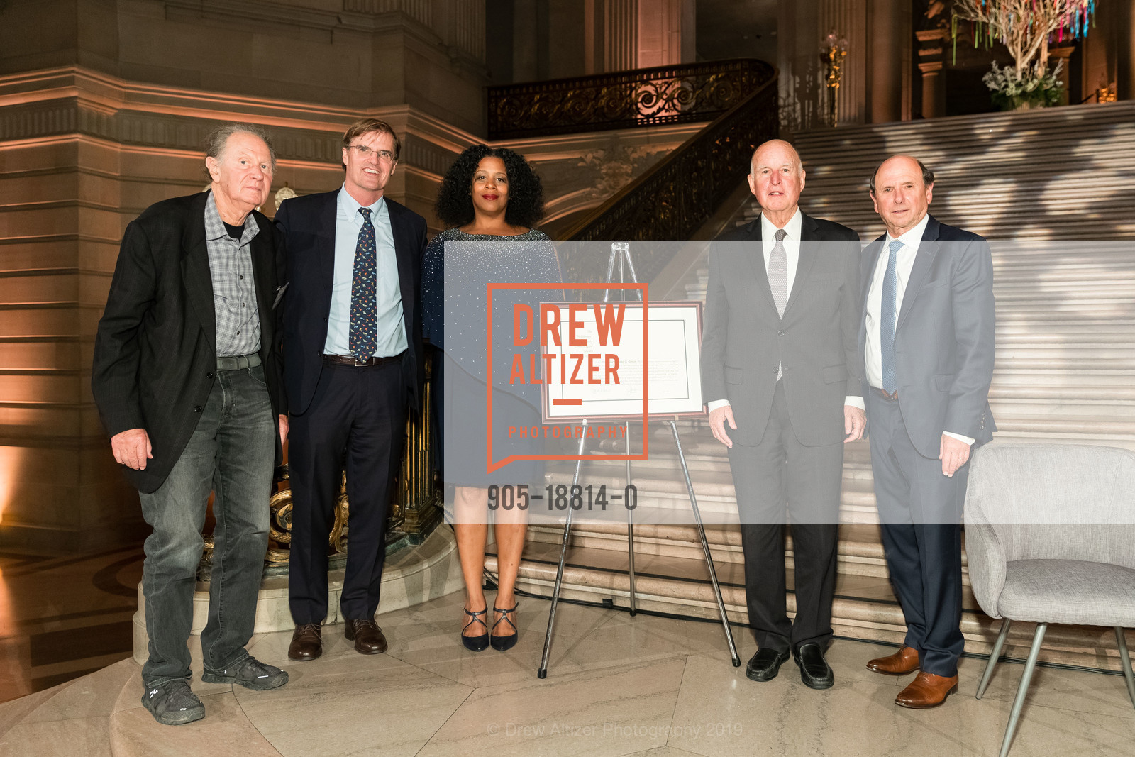 David Bonderman, Jaime Williams, Rue Mapp, Jerry Brown, Michael Mantell, The Wilderness Society presents Ansel Adams Awards Dinner Honoring Former Governor Jerry Brown, SF City Hall. 1 Dr Carlton B Goodlett Pl, June 27th, 2019, Photo #905-18814-0 David Bonderman, Jaime Williams, Rue Mapp, Jerry Brown, Michael Mantell, Photo #905-18814-0