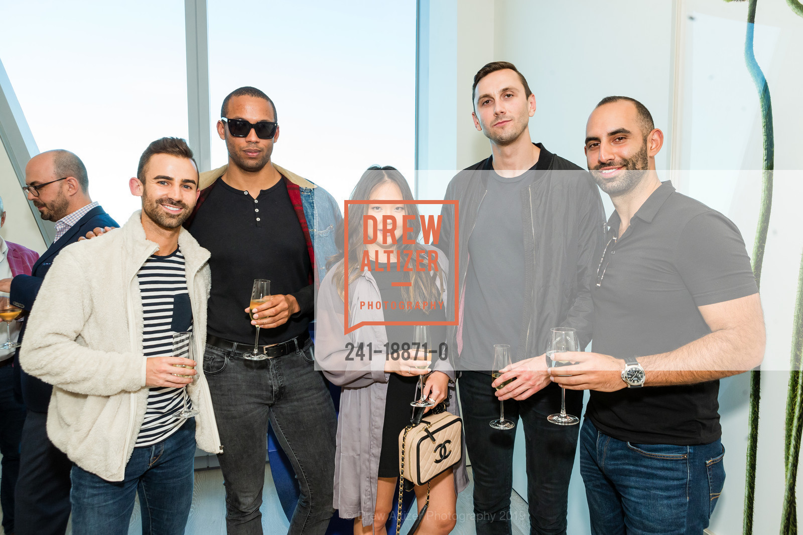 Tyler Kratzer, David Banks, Candace Paik, Christian Ahlin, Leon, Gallery 181 Opening Night Party, 181 Fremont Residences. 181 Fremont Street, July 11th, 2019, Photo #241-18871-0 Tyler Kratzer, David Banks, Candace Paik, Christian Ahlin, Leon, Photo #241-18871-0