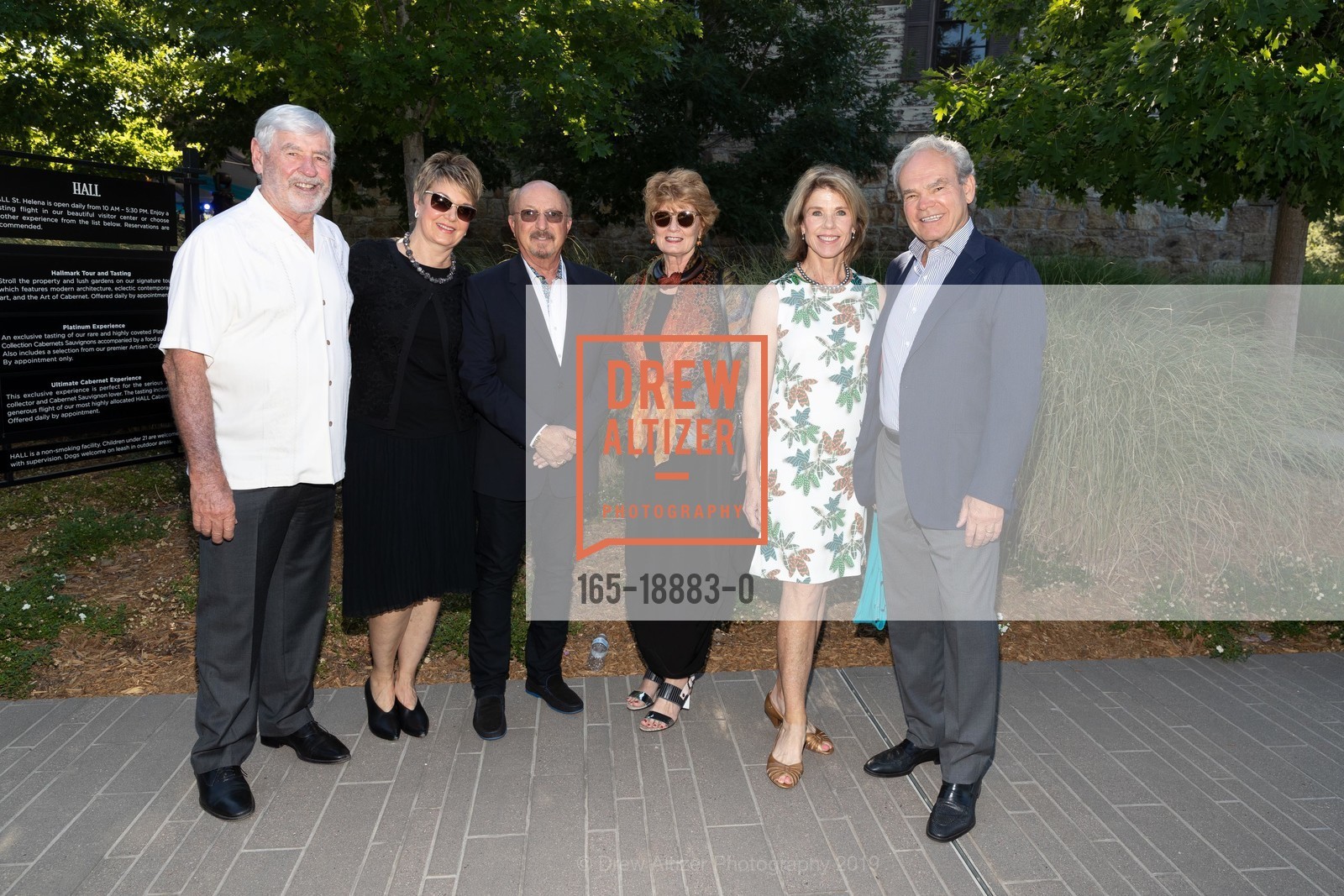 Dennis O'Rourke, Elizabeth O'Rourke, Rick Mazer, Diane Mazer, Kate Fike, Steve Fike, Festival Napa Valley 2019 Arts for All Gala Featuring SEAL, HALL Wines. 401 St Helena Highway, July 14th, 2019, Photo #165-18883-0 Dennis O'Rourke, Elizabeth O'Rourke, Rick Mazer, Diane Mazer, Kate Fike, Steve Fike, Photo #165-18883-0
