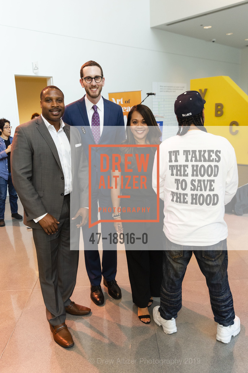Derick Brown, Scott Wiener, Pati Navalta Poblete, Rudy Corpuz, Art of Peace Opening Night Reception, Yerba Buena Center for the Arts. 701 Mission St, San Francisco, CA 94103, July 23rd, 2019, Photo #47-18916-0 Derick Brown, Scott Wiener, Pati Navalta Poblete, Rudy Corpuz, Photo #47-18916-0