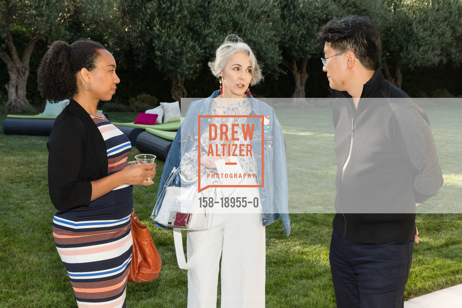 Debbie McCoy, Sako Fisher, Jeff Han, SF Symphony Summer Soiree 2019, Private Residence, August 7th, 2019, Photo #158-18955-0 Debbie McCoy, Sako Fisher, Jeff Han, Photo #158-18955-0