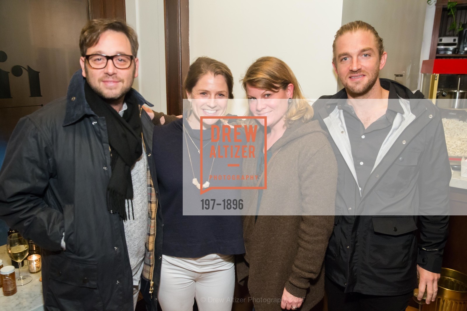 Zack Fields, Amy Guittard, Tatiana Graff, Jonny Marler, Williams Sonoma presents Regalis Foods at The Riddler, The Riddler. 528 Laguna Street SF, California 94102, January 23rd, 2017, Photo #197-1896 Zack Fields, Amy Guittard, Tatiana Graff, Jonny Marler, Photo #197-1896