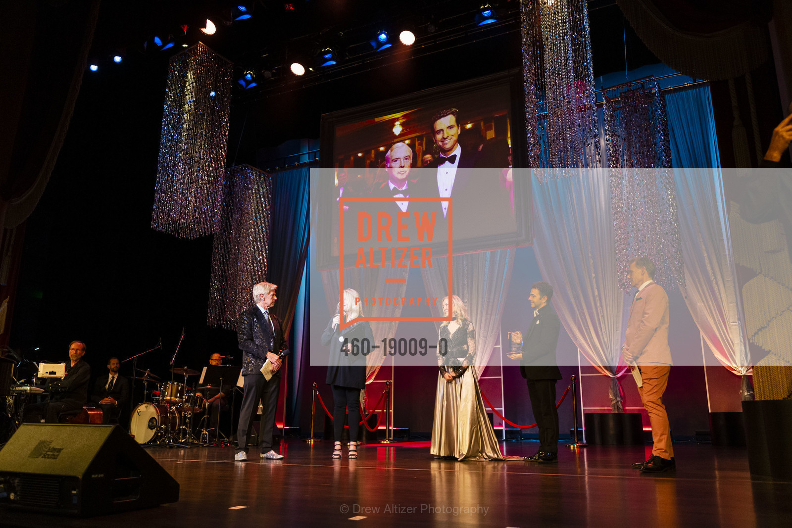 Ken Henderson, Hilary Newsom Callan, Sophie Azouaou, Joe Seiler, Help Is On The Way Silver Anniversary Gala 2019, Herbst Theater, Green Room. 401 Van Ness Ave, Photo #460-19009-0 Ken Henderson, Hilary Newsom Callan, Sophie Azouaou, Joe Seiler, Photo #460-19009-0