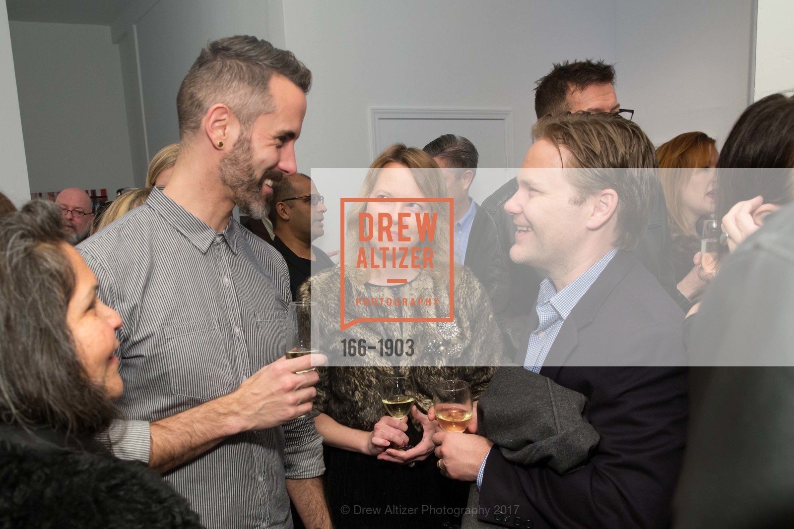 Damian Souza, Christina Diamond, Andrew Diamond, Grand Opening of IS: Fine Art and Design with the Swann Group, IS Gallery. 3848 24th Street, January 27th, 2017, Photo #166-1903 Damian Souza, Christina Diamond, Andrew Diamond, Photo #166-1903
