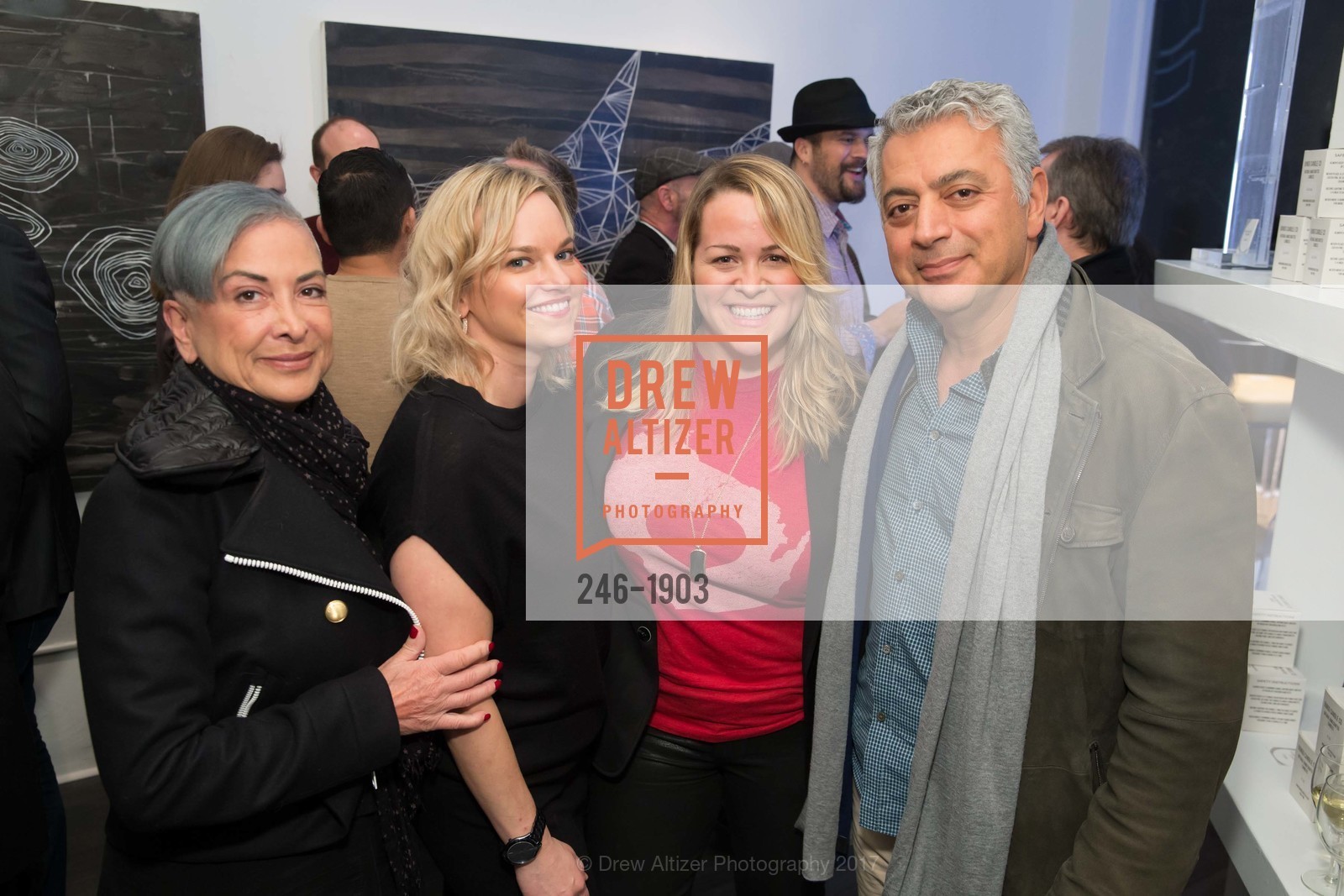 Afsaneh Pahlavan, Liz Moreno, Rachel Swann, Cyrus Pahlavan, Grand Opening of IS: Fine Art and Design with the Swann Group, IS Gallery. 3848 24th Street, January 27th, 2017, Photo #246-1903 Afsaneh Pahlavan, Liz Moreno, Rachel Swann, Cyrus Pahlavan, Photo #246-1903