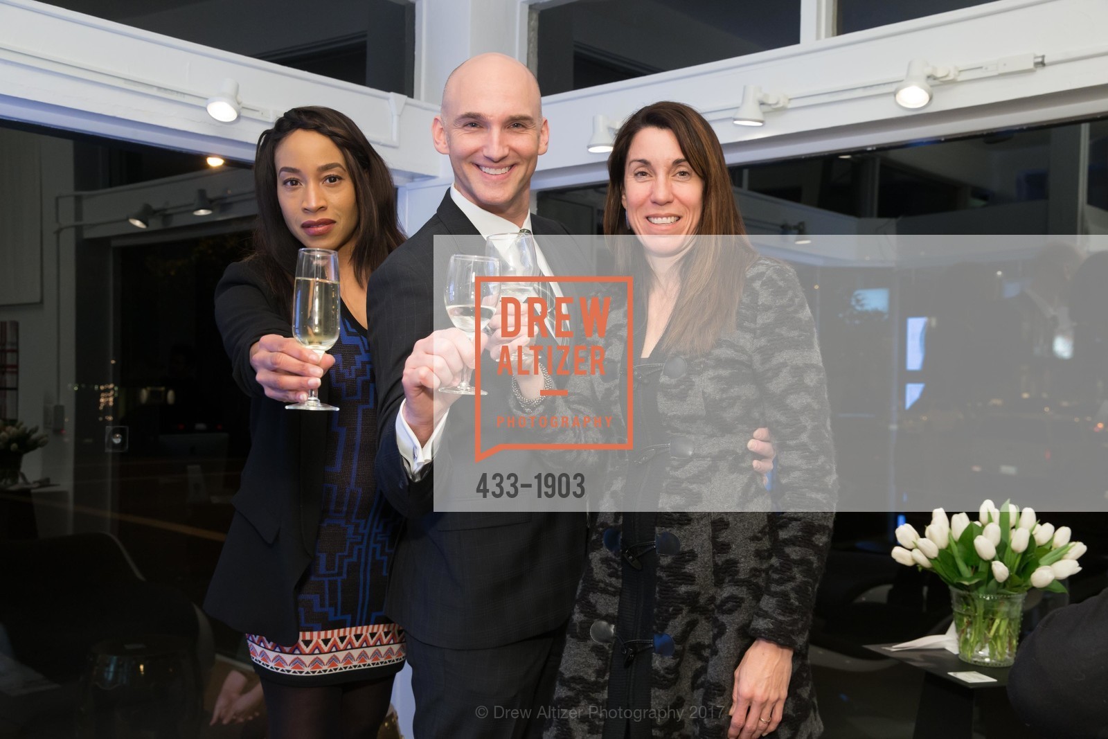 Lisa Esters, Ian Stallings, Natalie McGrath, Grand Opening of IS: Fine Art and Design with the Swann Group, IS Gallery. 3848 24th Street, January 27th, 2017, Photo #433-1903 Lisa Esters, Ian Stallings, Natalie McGrath, Photo #433-1903