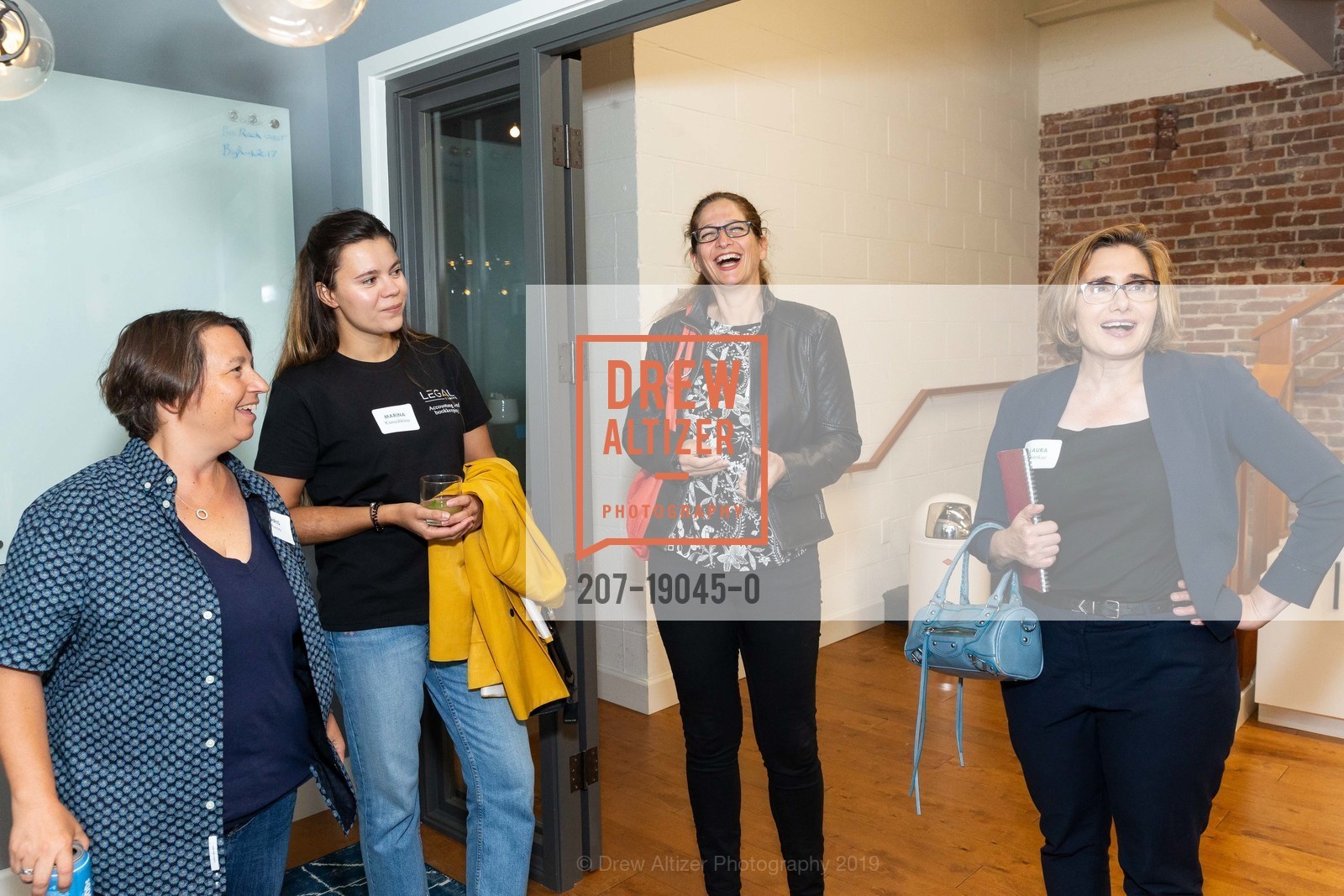 Chris Russo, Marina Kanushkina, Sharon Vanek, Laura Shenkar, Big Rock Infused Bar of the Future Party, Big Rock Office. 34 Page Street, August 22nd, 2019, Photo #207-19045-0 Chris Russo, Marina Kanushkina, Sharon Vanek, Laura Shenkar, Photo #207-19045-0
