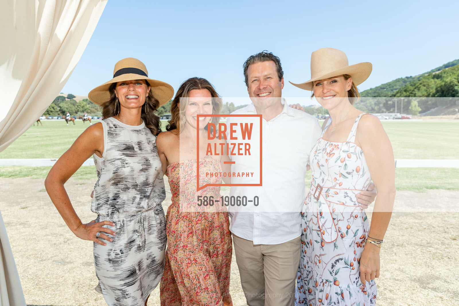 Megan Calhoun, Andrena Felger, Jim Calhoun, Kristen Evans, 2019 Oyster Cup Charity Polo Tournament, Cerro Pampa Polo Club. 1295 San Antonio Road, August 24th, 2019, Photo #586-19060-0 Megan Calhoun, Andrena Felger, Jim Calhoun, Kristen Evans, Photo #586-19060-0