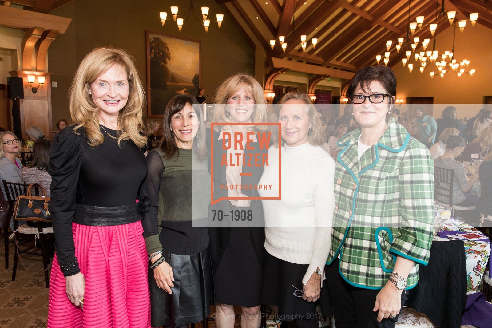 Libby Taylor, Karen White, List Schatz, Sue Valerio, Lisa Lommel, Women's Health Lunch 2017, Sharon Heights Country Club, (main dining room). 900 Sand Hill Road Menlo Park, California 94025, January 31st, 2017, Photo #70-1908 Libby Taylor, Karen White, List Schatz, Sue Valerio, Lisa Lommel, Photo #70-1908