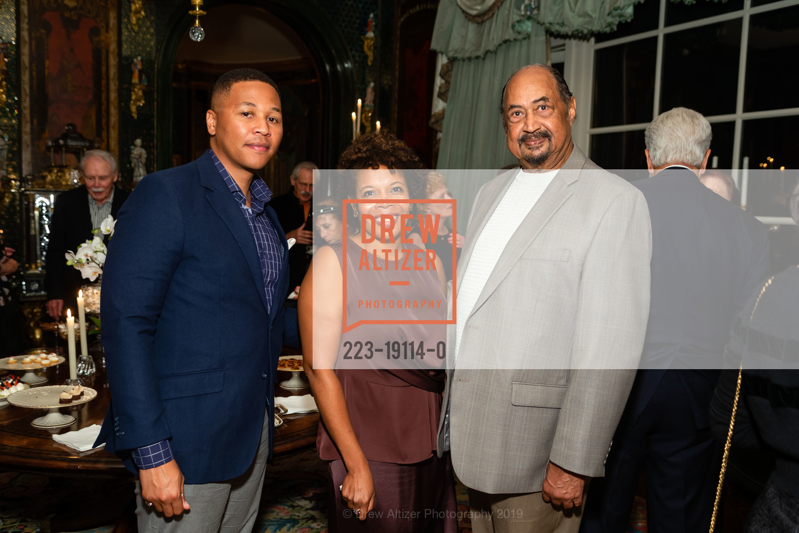 Keith Cantrelle, Ingrid Roseborough, Conrad Sweeting, Gordon and Ann Getty Host Merola Opera, Private Residence, September 10th, 2019, Photo #223-19114-0 Keith Cantrelle, Ingrid Roseborough, Conrad Sweeting, Photo #223-19114-0