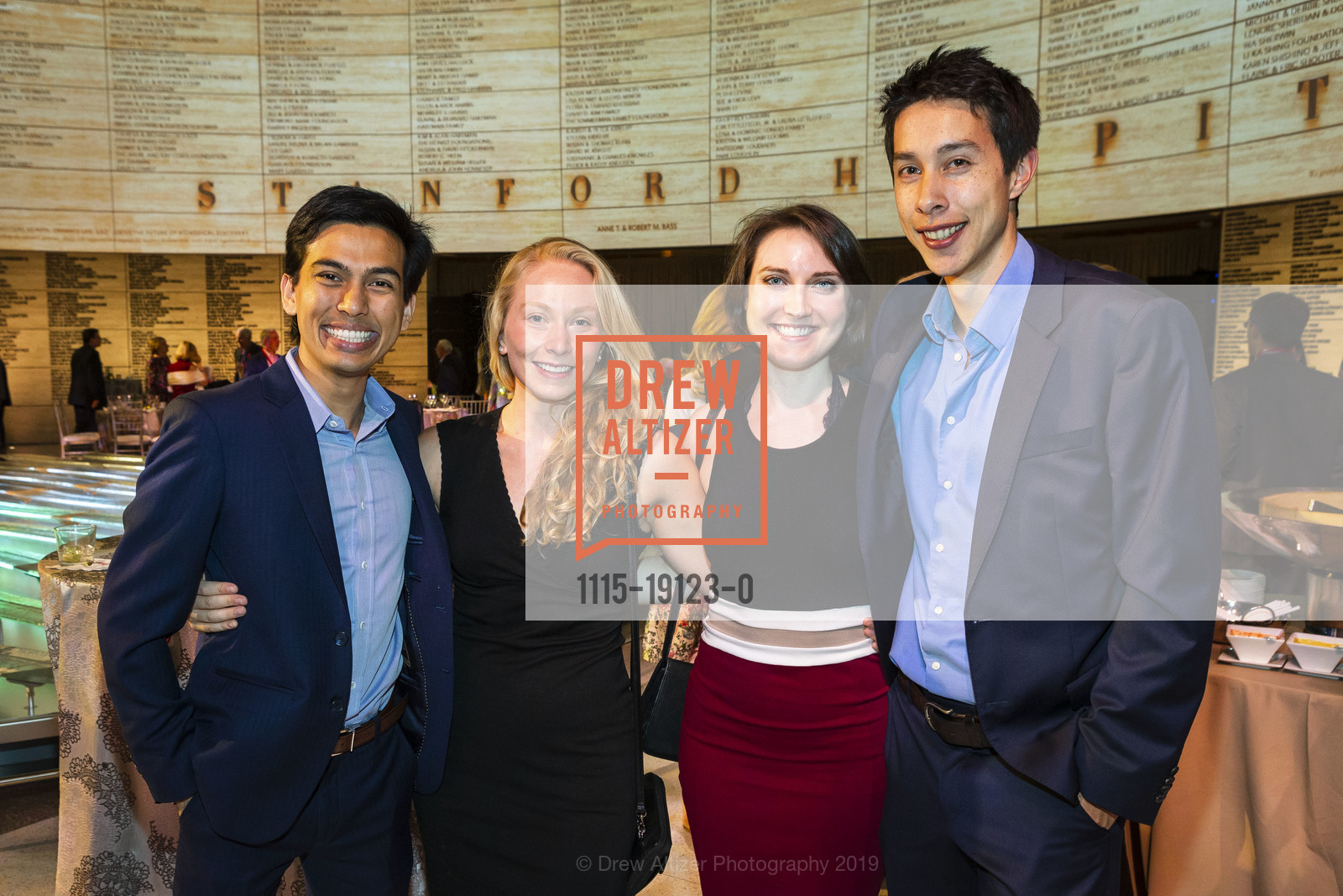 Sunny Kumar, Maria Filsinger Interrante, Bronwyn Scott, Justin Norden, The New Stanford Hospital Donor Reception, Stanford Hospital. 500 Pasteur Drive, September 11th, 2019, Photo #1115-19123-0 Sunny Kumar, Maria Filsinger Interrante, Bronwyn Scott, Justin Norden, Photo #1115-19123-0