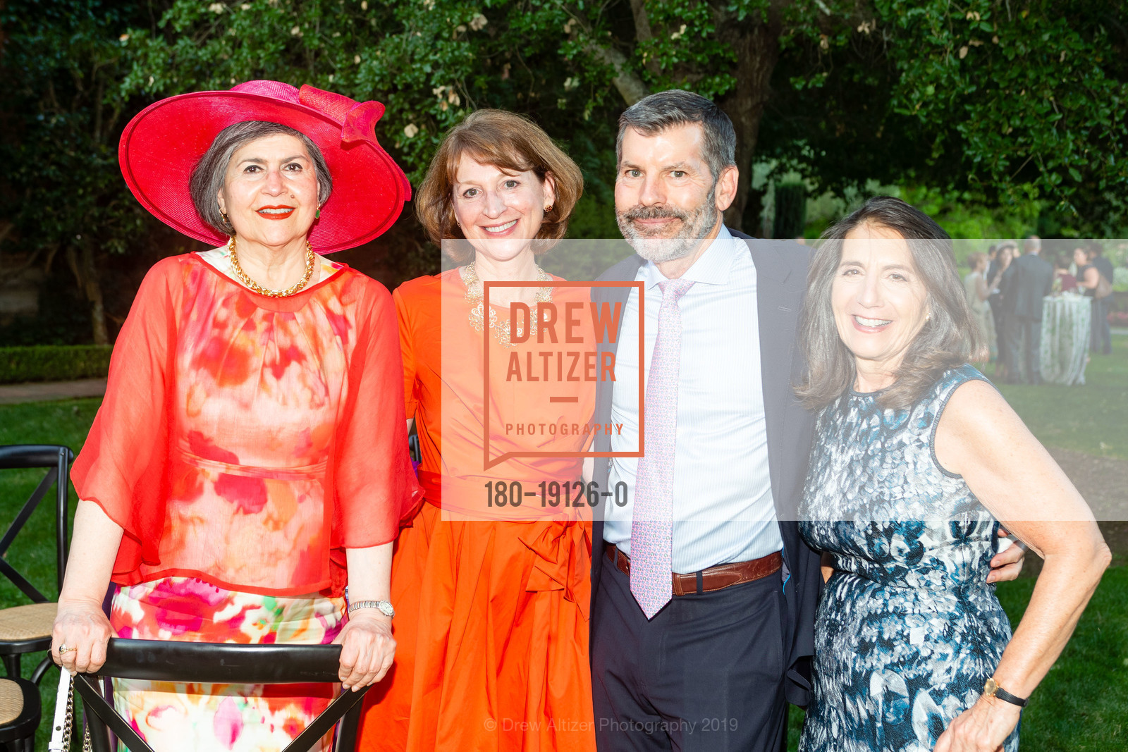 Jaleh Daie, Liz Cody, Jim Cody, Mary White, Filoli's Gala in the Garden 2019, Filoli Historic House & Gardens. 86 Cañada Road, September 13th, 2019, Photo #180-19126-0 Jaleh Daie, Liz Cody, Jim Cody, Mary White, Photo #180-19126-0